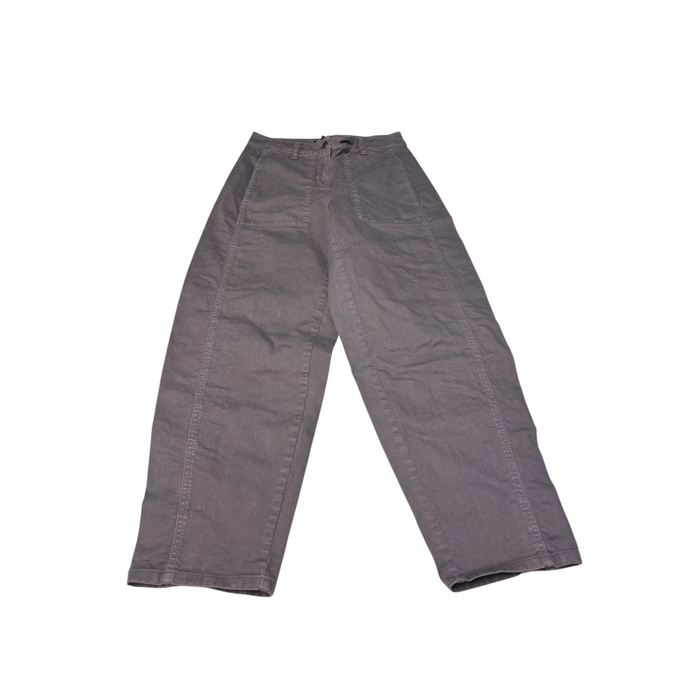 Eileen Fisher Cotton Wide Leg Crop Pants Gray Purple XXS TTP High Rise W26 L27